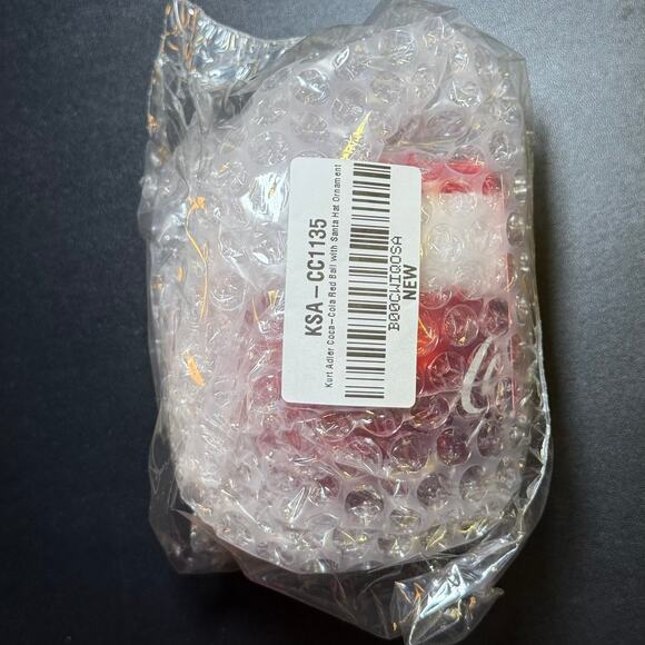 Kurt Adler Coca-Cola Red Ball with Santa Hat Ornament *NEW/UNOPENED* - Picture 4 of 8